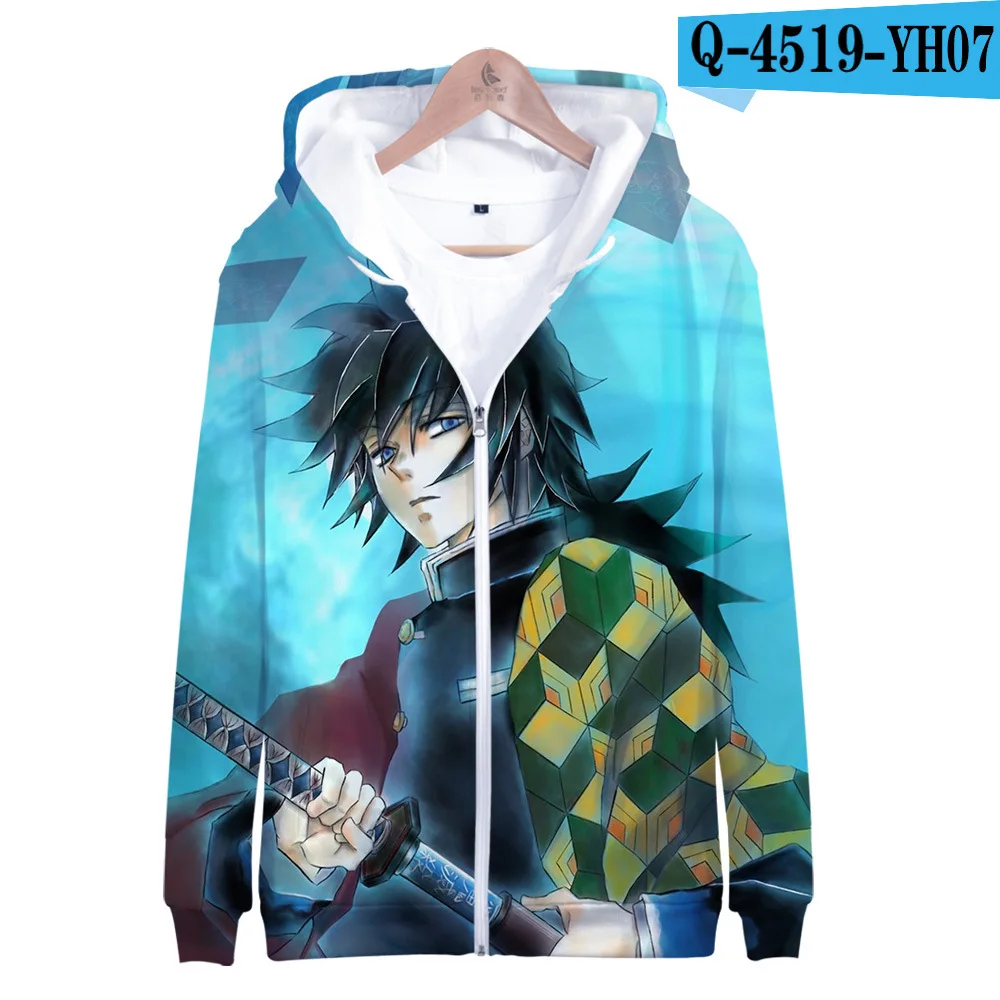 Аниме демон Slayer Kimetsu No Yaiba 3D принт для женщин/мужчин толстовки Кофты Уличная Хип Хоп длинный рукав с капюшоном на молнии куртка - Цвет: 009