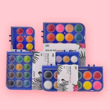 

16/28/36 Colors Solid Watercolor Cake Watercolor Paint Powder Pigment Set Transparent Box Gouache Painting Supplies