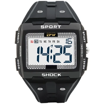 Reloj Deportivo Digital Multifunción para Hombre, Chrono 5Bar con Alarma, Resistente al Agua, con Luz Trasera y Pantalla Cuadrada