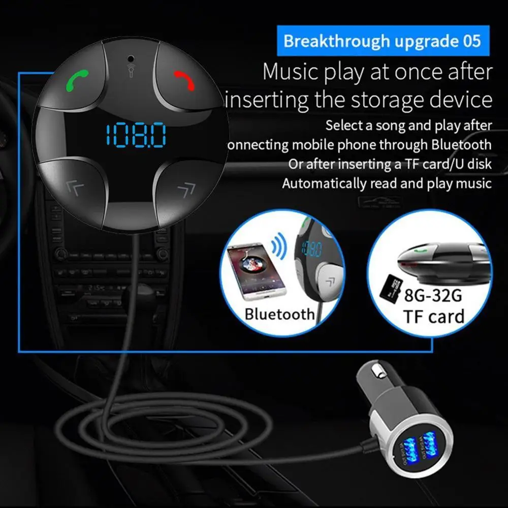 Универсальный автомобильный комплект Беспроводной Bluetooth FM передатчик MP3 плеер USB ЖК-дисплей дистанционного громкой связи Bluetooth гарнитура для Поддержка U диск TF высокого качественный игрок