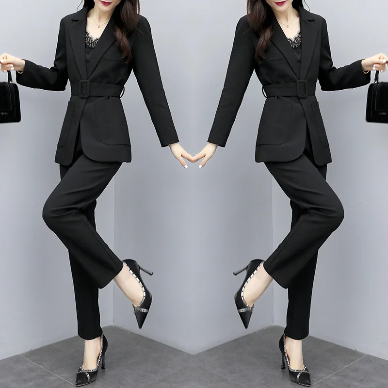 

Set/Suit Skirt V-neck Long Sleeve Fashion Elegant Solid Color Korean-style Elegant 2020 Spring