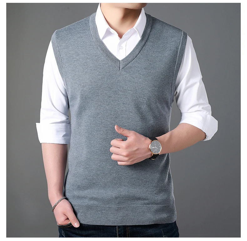 HIYSIZ жилет свитер мужской с v-образным вырезом на каждый день без рукавов уличная мода бренд стиль осень зима пуловер мужской жилет SW030