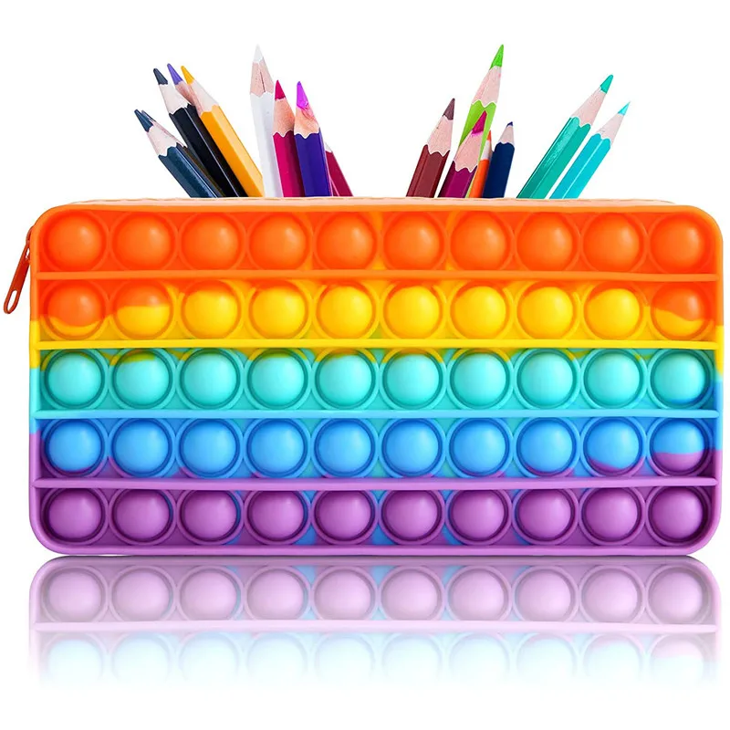 Agrotera 10 Pieces Soft Silicone Pencil Case Box Pouch Fidget Sensory Large Capacity Storage Bag Toy for School Kids Girls Boys |