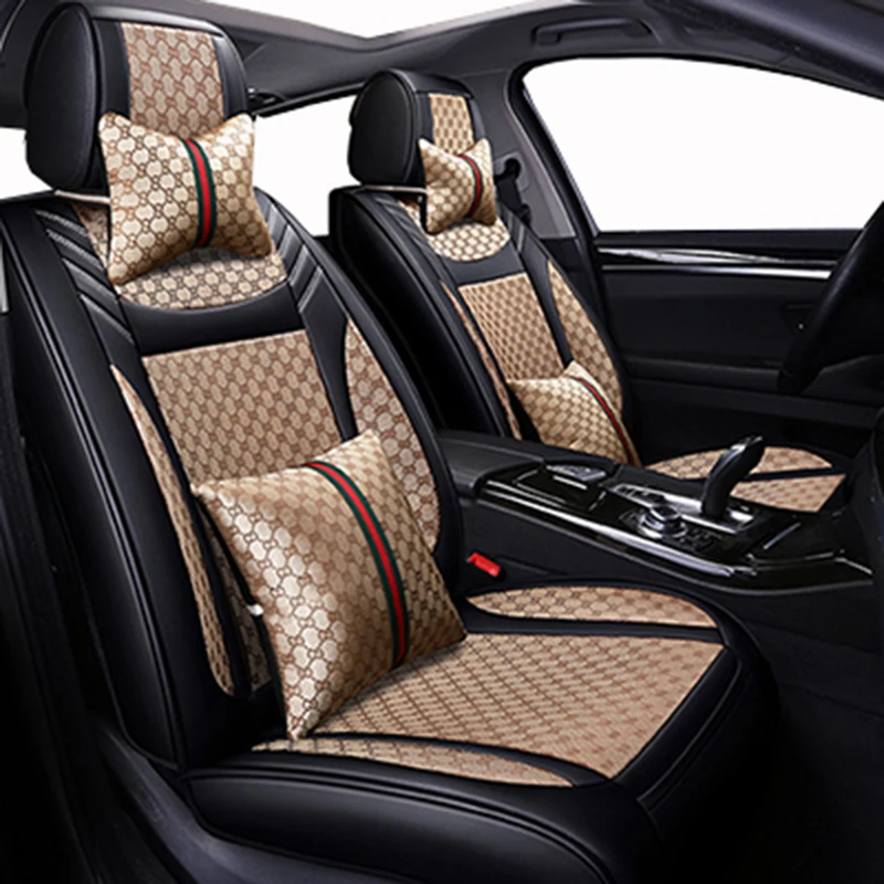 

leather plus Flax universal car seat covers for Cadillac all models ATS CTS SRX ATSL XTS CT6 SLS auto accessories car covers car