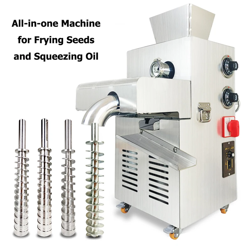 Squeezing and Frying Seeds Integrated Machine Small Commercial Peanut Walnut Flax Sesame Rapeseed Oil Hot Presser