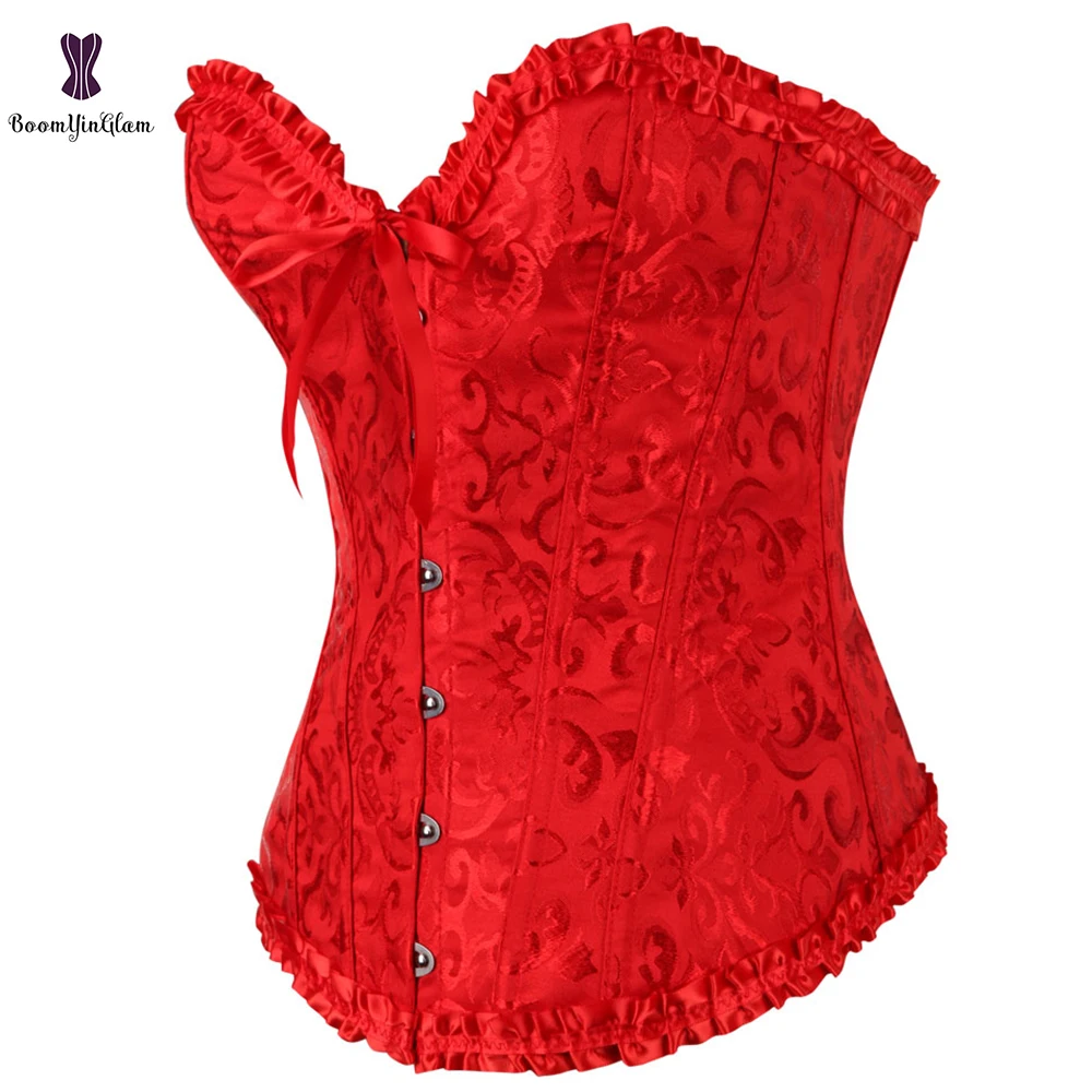 7 Colors Can Be Chosen Women Body Shaper Size XS To 6XL Vintage Pleated Corset Bustier With G String 810#