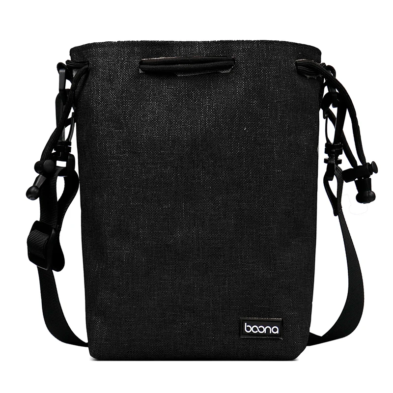 Boona Waterproof Shoulder strap Camera Pouch Drawstring Camera Bag for DSLR Nikon Canon Sony Pentax - Цвет: Black-L