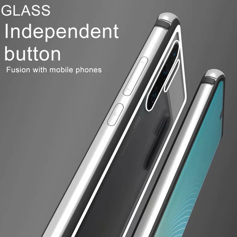 Metal+TPU Shcokprof Back Tempered Glass Phone Frame Glass Case for Huawei P30