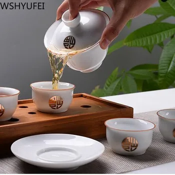 

New style ceramic cover bowl Creative Tea set tea set High-end travel convenience tea set Household drinking utensils WSHYUFEI
