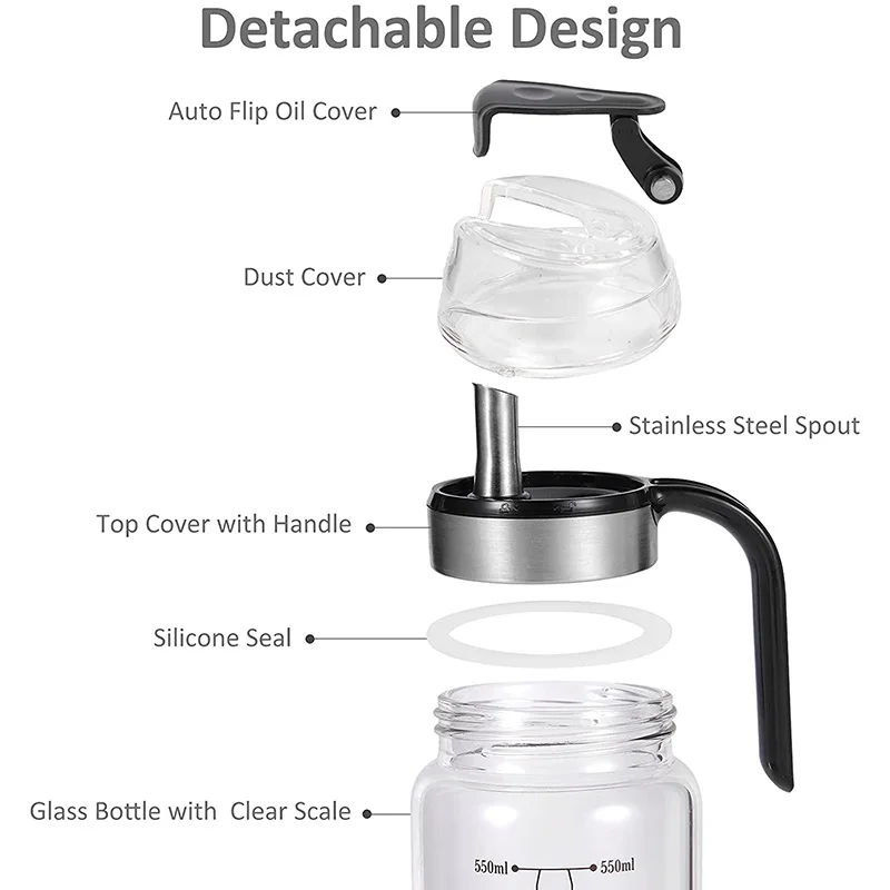 550Ml Olive Oil Dispenser Bottle With Rubber Base - Glass Oil &Amp; Vinegar Cruet With No-Drip Pourers, Easy Refill And Cleaning 15 550Ml Olive Oil Dispenser Bottle With Rubber Base - Glass Oil &Amp; Vinegar Cruet With No-Drip Pourers, Easy Refill And Cleaning