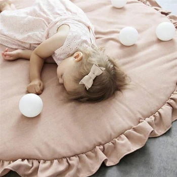 

Children's Game Blanket ins Lace Solid Color Crawling Mat Baby Cart Air-conditioned Blanket Children's Room Decoration Round Mat