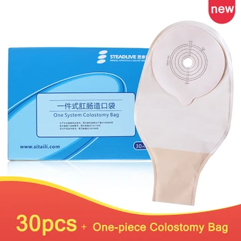 

30pcs/lot; Economical Drain valve Colostomy Bags for Adults; One-piece system Ostomy Pouch with Clip Closure, Cut-to Fit 25-55mm