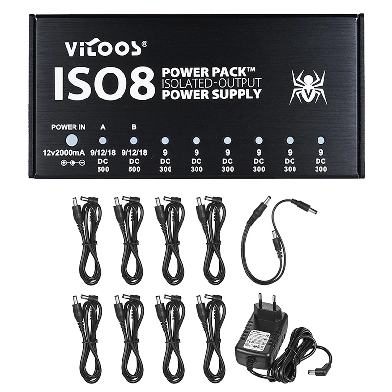 

New Vitoos Iso8 Guitar Integrated Effects Compact Size Power Supply Power Noise Reduction Isolated Dc Outputs For 9V/ 12V/ 18V G