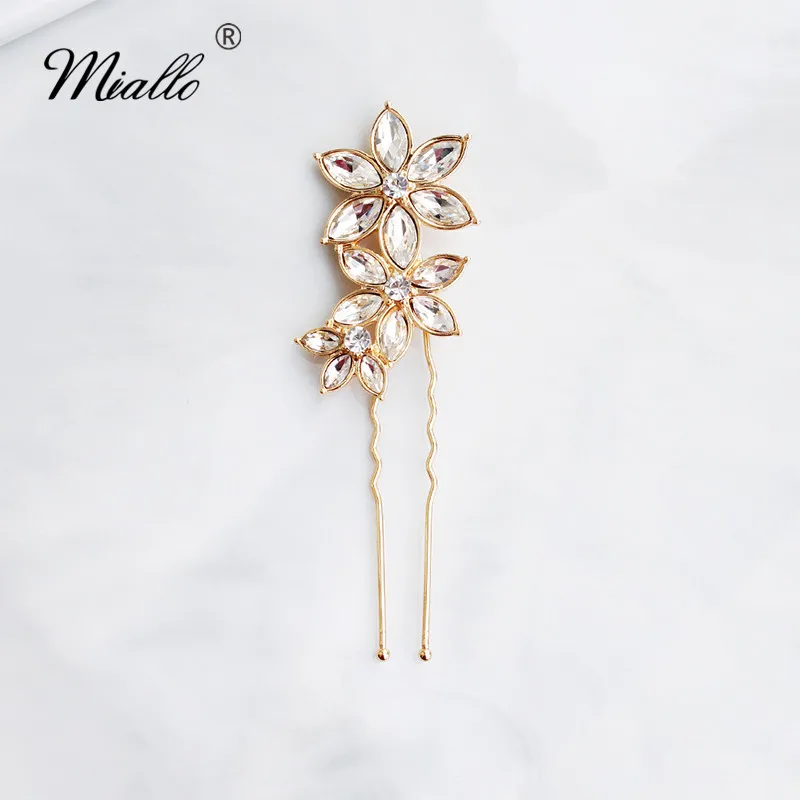 Miallo новые золотые цветы свадебные шпильки Свадебные украшения для волос аксессуары женские заколки для волос головные уборы для невесты
