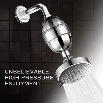 

1Set High Pressure Shower Head 15 Stage Shower Water Filter 5-Setting Showerhead with Anti-clog Anti-leak Self Cleaning Nozzle