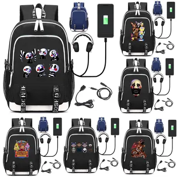 

Five Nights at Freddy's USB charging mochila students Backpack school bag headset music backpack Leisure bagpack Travelling bag
