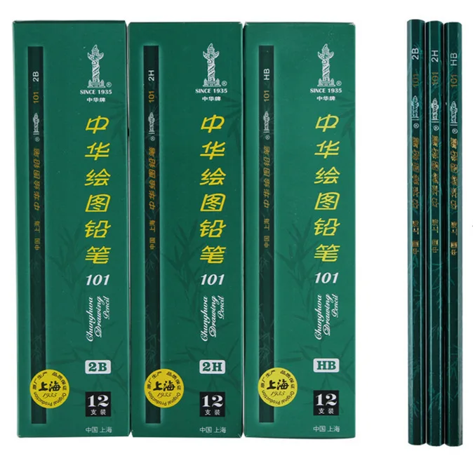 

Zhonghua 101 Wooden Pencil HB 2H 2B 3B 4B 5B 6B Students Sketch Fine Art Painted Pencil