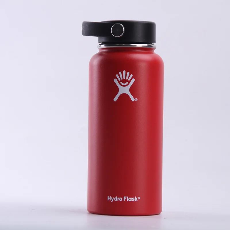 HQ новая бутылка для воды из нержавеющей стали гидро колба бутылка для воды с вакуумной изоляцией с широким горлом портативная термальная бутылка для воды - Цвет: Красный