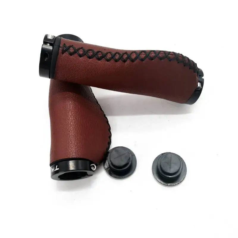 Retro Mountain Bike Leather Grips Leisure Bicycle Meat Ball Grip Dead Fly Bicycle Grip Leather Cover Folding Taozik