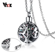 Vnox CZ камни Дерево жизни полый педант для женщин ожерелье из нержавеющей стали Зола после кремации держатель урны женские ювелирные изделия 2" цепь