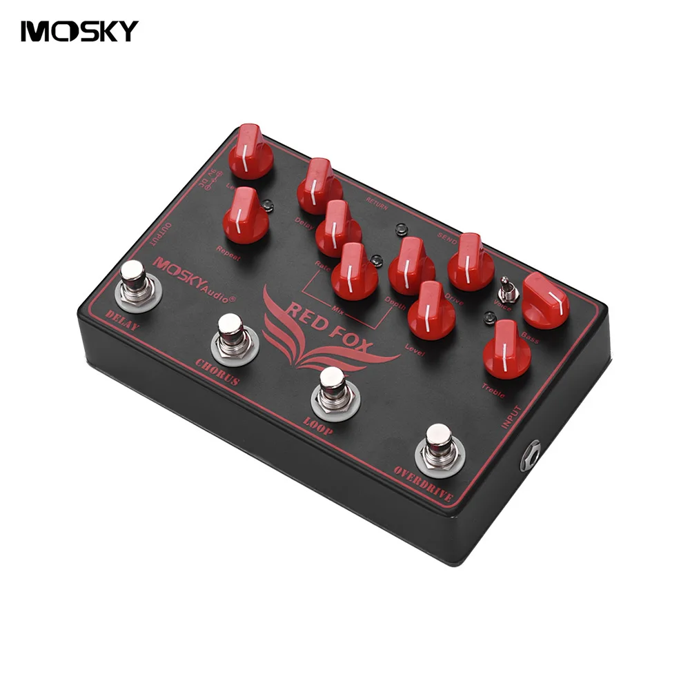 MOSKY RED FOX multi-эффекты 4-в-1 педаль электрогитарных эффектов задержка + хор петля