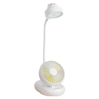 

USB Rechargeable LED Desk Lamp Fan Desktop Table Fan Bedroom Home Office Desktop Small Fan Home Office Best Gift