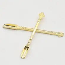 80 мм Мини золотая металлическая ложка, бутылка для лекарств, нюхательный порошок, табак, микро-тюнинг, лопата для курения, аксессуары для трав