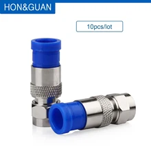 

Hon&Guan 10pcs RG6 Connector Coax Coaxial Compression Fitting Waterproof Anti-corrosion Compression Coax F Conector Tools