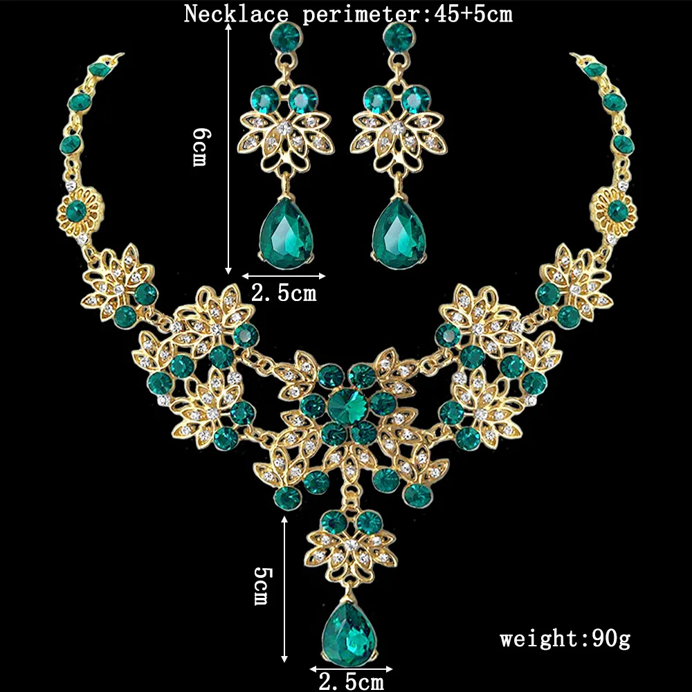 Bridal Jewelry Sets Crystal Jewelry Sets Fashion Crystal Water Drop Bridal Jewelry Sets Gold Color Rhinestone Chokers Necklace Earrings Wedding African Beads Jewelry Set