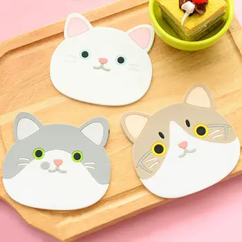 

2019 New Hot Sale High Quality Cartoon Cat Shaped Pads Tea Coaster Cup Holder Mat Coffee Drinks Drink Silicon Coaster Mug Pad