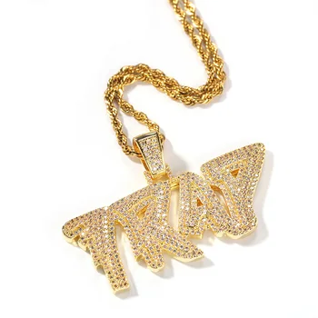 

Hip Hop Claw Setting AAA+ CZ Stone Bling Iced Out TRAP Pendants Necklaces for Men Rapper Jewelry Drop Shipping