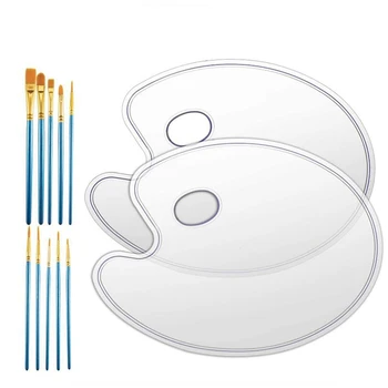 

10 Pcs Paint Brushes Art Paint Brush Set 2 Pcs Paint Palette for Kids and Adults Art Paint Palettes