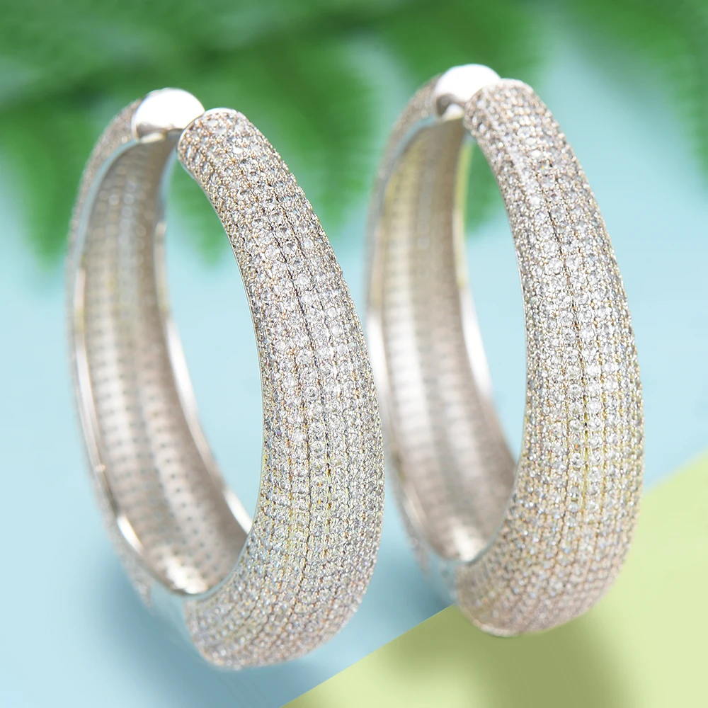 GODKI 50 мм роскошные круглые AAA кубический циркон большие эффектные серьги-кольца для женщин свадебные Дубай Свадебные круг серьги-кольца