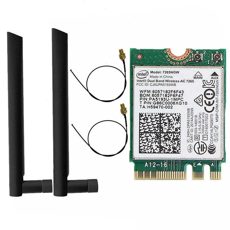 인텔 7265NGW 듀얼 밴드 무선-AC 7265 867Mbps 802.11ac 2x2 WiFi + Bluetooth BT 4.0 NGFF M.2 미니 카드용 노트북 Wlan