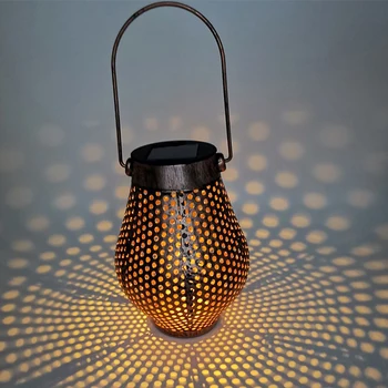 

Solar Power Retro LED Lantern Outdoor Projection Light Waterproof Hanging Hollow
