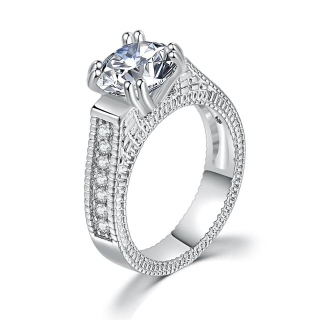 Diamond Rings For Women Zircon Charms Bridal White Gold Engagement Promise Ring Trendy Korean Marriage Jewelry Wholesale