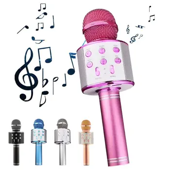 

WS858 Bluetooth Wireless Microphone KTV Studio Condenser Microphone Karaoke Microphone Singing Player Recorder Speaker Mic