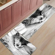 2 шт. Коврики для кухни волк любовь черно-белые коврики для входной двери ванная комната Гостиная дверные коврики домашний декор