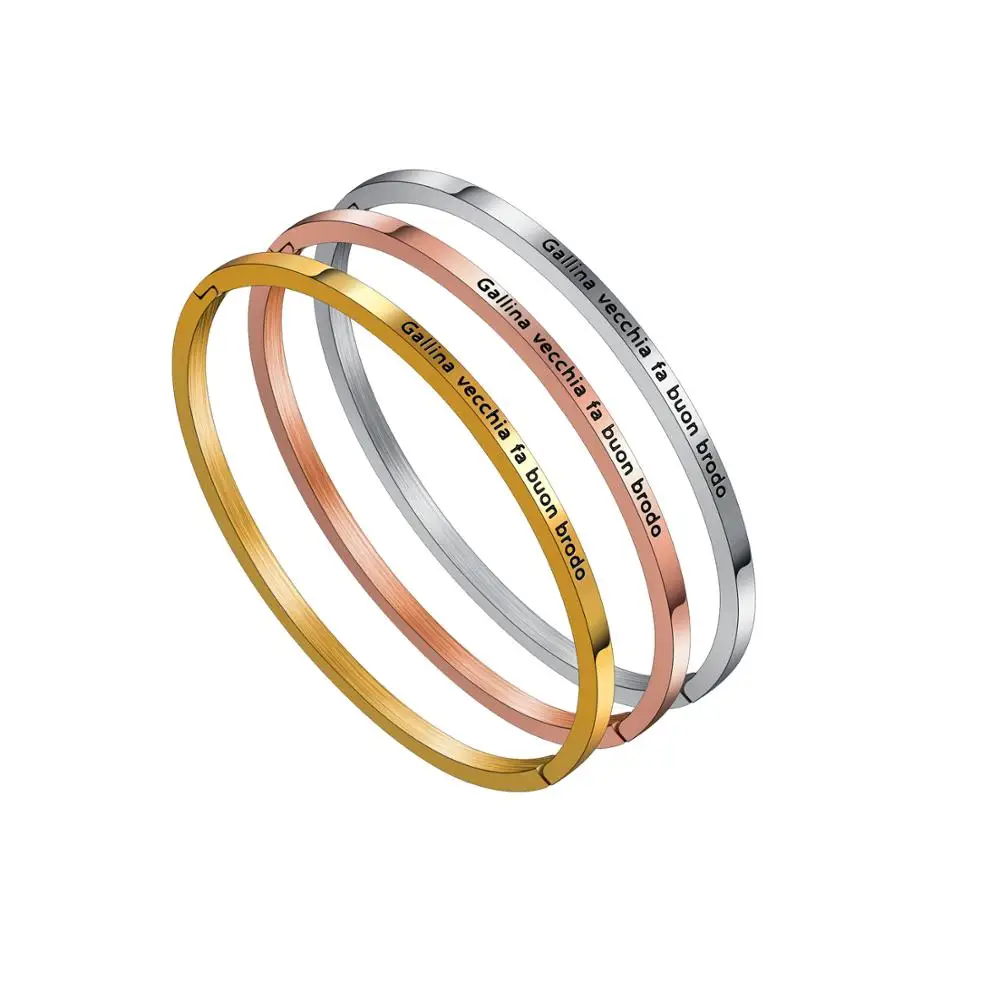 

gallina vecchia fa buon Italy Proverb slang phrase Fashion Jewelry Cuff Bangles Stainless Steel Bracelets For Women man gift