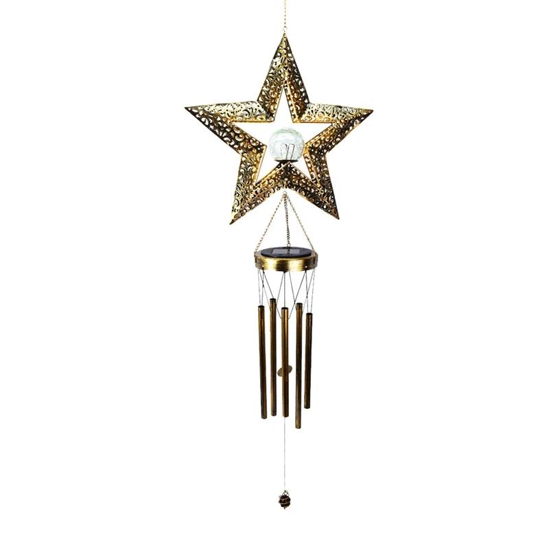 Star Solar Wind Chimes for Outside Hanging Lamp LED Lights Sympathy Garden Patio Yard Decor | Лампы и освещение