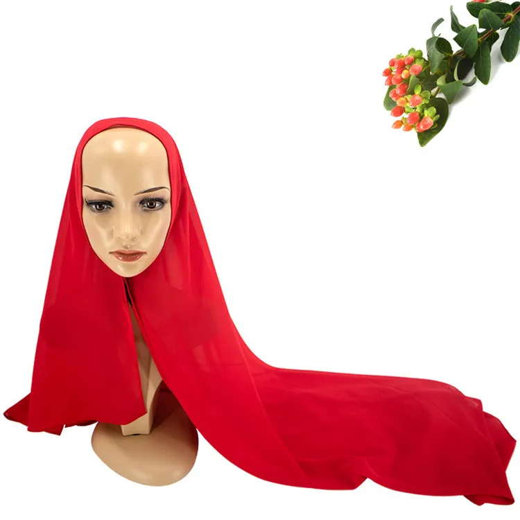 Скрытая Кнопка Для женщин Hijab шарф Мусульманский леди Пашмина твердый обруч шарфы для девочек подарок на год