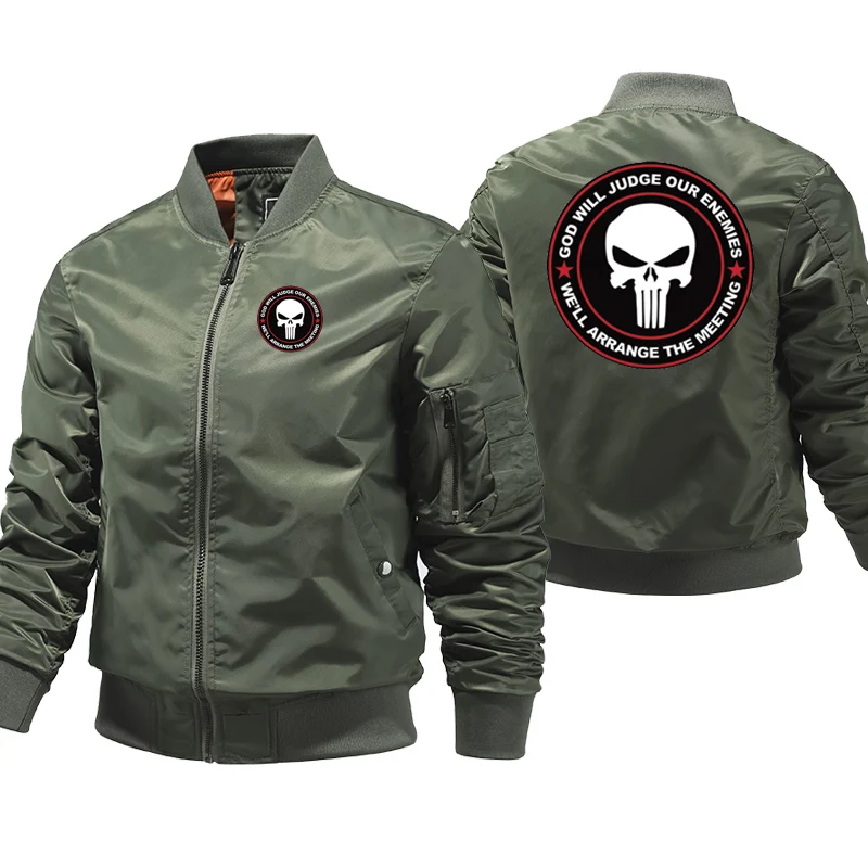 Skull Bomebr Jacket Men Winter Windproof Ma-1 Air Thick Pilot Jacket Zipper ceketler casacas Casual Streetwear Coats 2