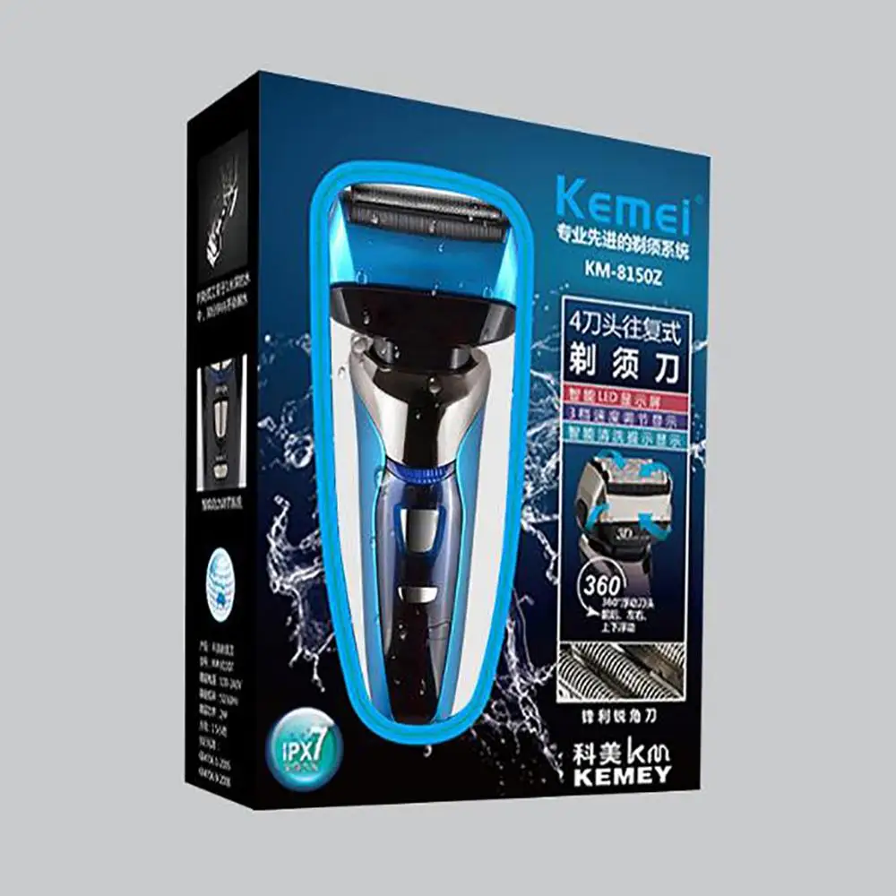 Kemei Km 8150Z 4 лезвия электробритва аккумуляторная электрическая Беспроводная