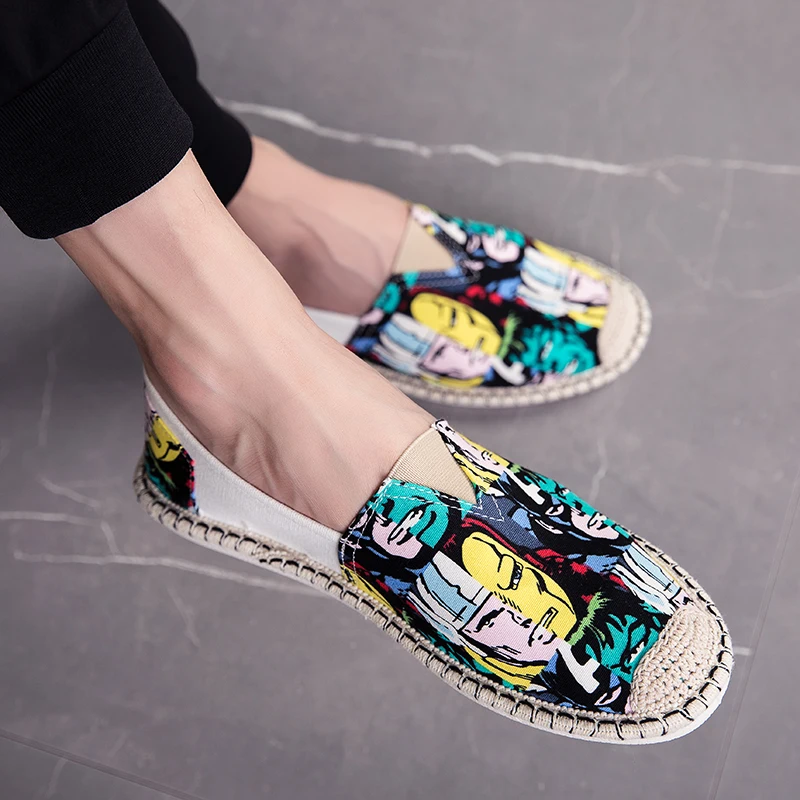 Mens Shoes Men's Shoes Breathable Canvas Men's Casual Shoes Fashion Spring Non-slip Personality Cartoon Flat Oxford
