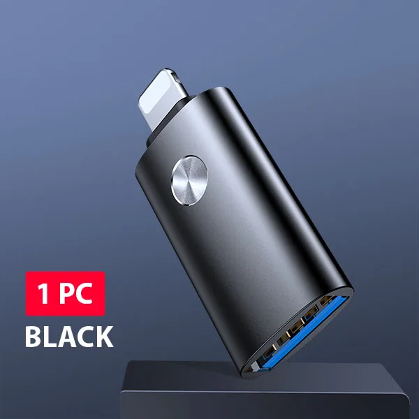 Адаптер ACCEZZ OTG для освещения USB для iPhone 7 8 Plus X 11 Pro Max конвертер iOS 13 подключение камеры зарядное устройство Кабельный разъем - Цвет: Black