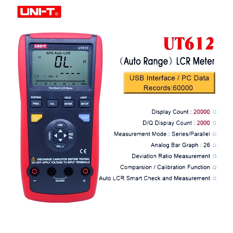 UNI-T UT611/UT612 цифровой измеритель иммитанса цифровой мост тестер емкость индуктивность Сопротивление, частота мультиметр для авто - Цвет: UT612