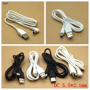 

DC Power Adapter Plug USB Convert To 5.5 2.1mm 5.5*2.1mm Black Shape Right Angle Jack With Cord Connector Cable 1m White