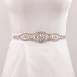 Silver Rhinestones Bridal Belt Diamond Wedding Dress Belts Crystal Satin Wedding Sash for Wedding Bridesmaid Dress