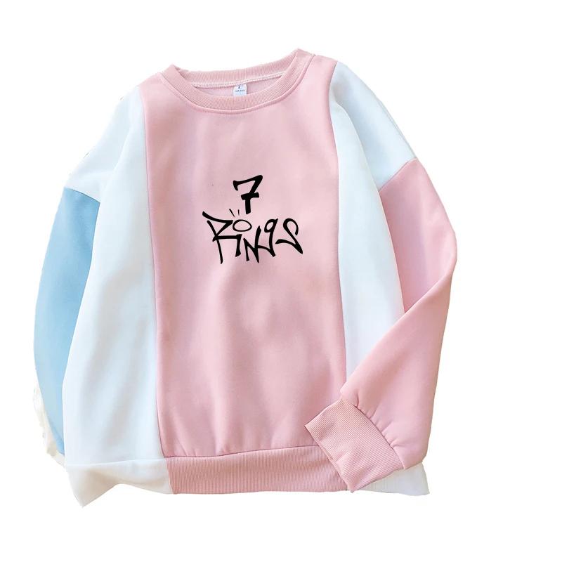 

Ariana Grande 7 Rings Hoodies Women Fleece Spell Color O-neck Streetwear Casual Seven Rings Girl Power Sweatshirt Sudadera Mujer