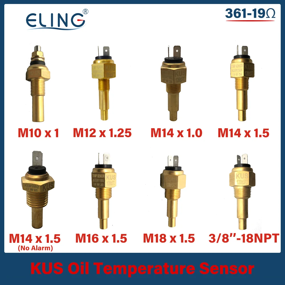 KUS Oil Temperature Sensor 361-19ohm for Oil Temp Gauge M10 M12 M14 M16 M18 3/8 18NPT